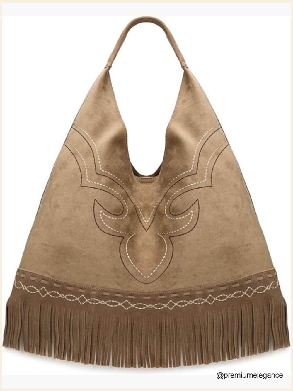 Large Western Fringe Hobo Bag with Embroidery